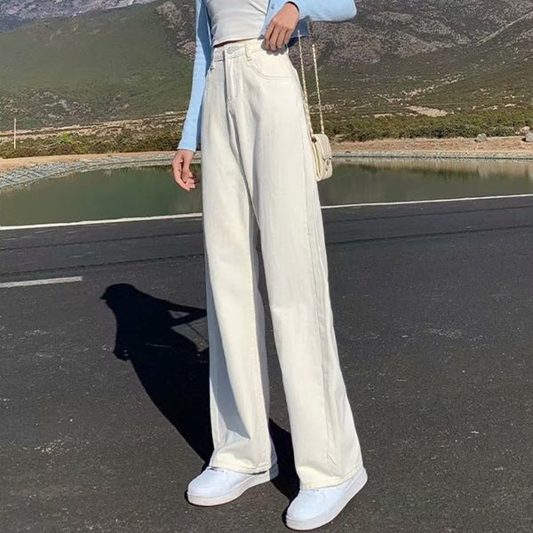 Feynzo Women Pant Woman Jeans High Waist Denim Pants Wide Leg Denim Clothing Blue Jeans Vintage Quality  Straight Pants