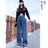 Feynzo Women Pant Woman Jeans High Waist Denim Pants Wide Leg Denim Clothing Blue Jeans Vintage Quality  Straight Pants