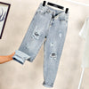 Ff1003 2022 autumn winter casual Denim Pants boyfriend hole womens jeans high waisted ripped Jeans for women