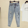 Ff1003 2022 autumn winter casual Denim Pants boyfriend hole womens jeans high waisted ripped Jeans for women