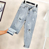 Ff1003 2022 autumn winter casual Denim Pants boyfriend hole womens jeans high waisted ripped Jeans for women