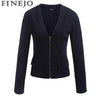 Slim Fit Fake Pockets Blazer Jacket Women Solid V-Neck Long Sleeve Front Zipper Spring Autumn Jackets Casaco Feminino