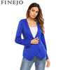 Slim Fit Irregular Casual Office Blazer Women V-Neck One Button Solid Spring Autumn Fashion Blazer Coat Casaco Feminino