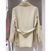 Fitaylor Spring Autumn Office Lady Solid Color Loose Long Sleeve Casual Blazers Women Notched Buttons Lace-up Coat