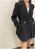 Fitaylor Spring Autumn Office Lady Solid Color Loose Long Sleeve Casual Blazers Women Notched Buttons Lace-up Coat