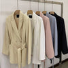 Fitaylor Spring Autumn Office Lady Solid Color Loose Long Sleeve Casual Blazers Women Notched Buttons Lace-up Coat