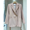 Fitaylor Spring Autumn Office Lady Solid Color Loose Long Sleeve Casual Blazers Women Notched Buttons Lace-up Coat