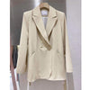 Fitaylor Spring Autumn Office Lady Solid Color Loose Long Sleeve Casual Blazers Women Notched Buttons Lace-up Coat