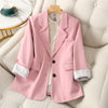 Fitaylor Spring Autumn Women Blazers Office Ladies Single Breasted Blazer Jacket Splicing Stripe Oversized Blazer Coat