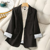 Fitaylor Spring Autumn Women Blazers Office Ladies Single Breasted Blazer Jacket Splicing Stripe Oversized Blazer Coat