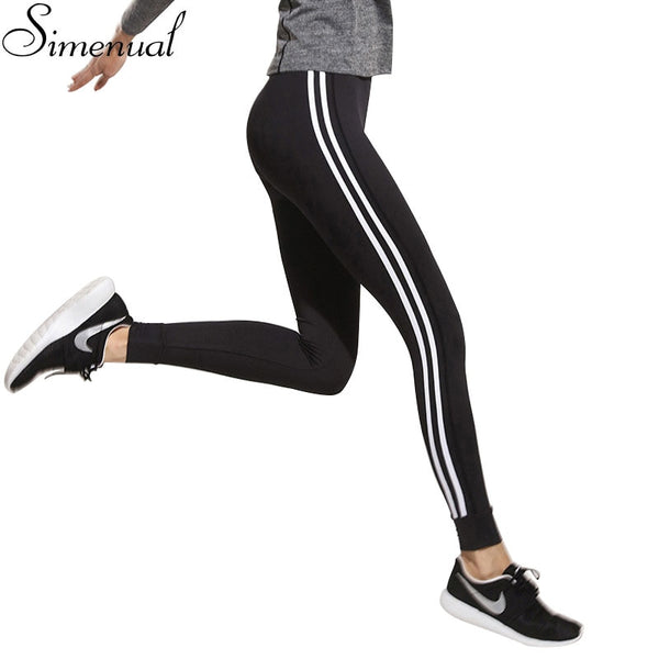 Fitness athleisure women leggings 2022 new arrival striped slim splice black long leggins clothes ladieswear legging ladieswear