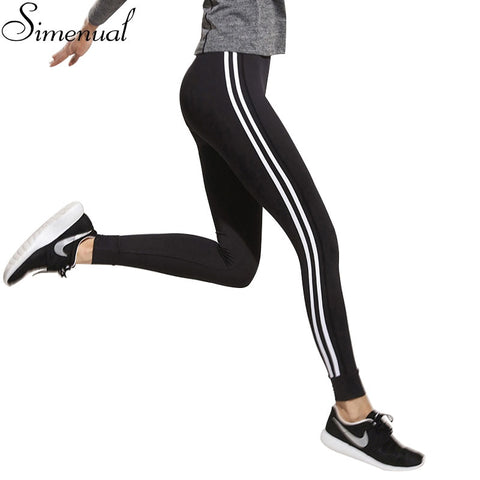 Fitness athleisure women leggings 2022 new arrival striped slim splice black long leggins clothes ladieswear legging ladieswear
