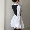Flare Sleeve Dress Women Mini Solid OL College All-match Autumn Turn-down Collar Simple Design Streetwear Cozy  Ins