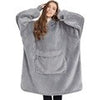 Fleece Hoodies Sweatshirts with Sleeve Women Oversized Blanket Hoodie Winter Plush Sherpa Giant TV Blanket Side Split Hoody Robe