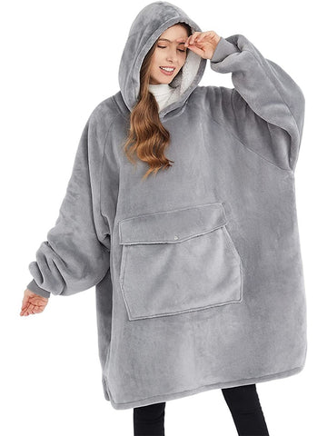 Fleece Hoodies Sweatshirts with Sleeve Women Oversized Blanket Hoodie Winter Plush Sherpa Giant TV Blanket Side Split Hoody Robe