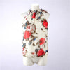 Floral Chiffon Summer Women's Tunic Blouse Sleeveless Ruffles Collar White Shirt Female OL Blusas Feminino Blouse Plus Size