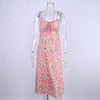 Floral Dress Women Summer Elegant 2023 Beach Style Camisole Dresses Midi Sweet Flower Print Casual Outfit Girls  Y2k