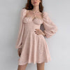 Floral Mini Dress Chic Women Square Neck Tie Up Beach Dresses Spring Summer Lantern Long Sleeve A Line Dresses Robe De Plage