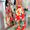 Floral Print Backless Maxi Dress Summer Dress Women Party Elegant Clothes