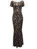 Floral Print Bodycon Dress Autumn Slim Sexy Long Dress Side Split Elegant Evening Party Dress Women Vintage Off Shoulder Robes