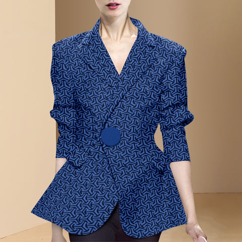 Floral Print Casual Blazer Women Spring Long Sleeve Turndown Collar Slim Waist Single Button Vintage Elegant Suit Jacket Female