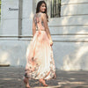 Floral Print Halter Long Dress Summer Chiffon Women Ties Up Robe Boho Maxi Dresses Vestidos Sexy Beach High Waist Clothes Outfit
