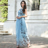 Floral Print Halter Long Dress Summer Chiffon Women Ties Up Robe Boho Maxi Dresses Vestidos Sexy Beach High Waist Clothes Outfit