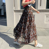 Floral Print Pleated Midi Chiffon Skirt Women High Waist Skirts Summer 2023 Elegant Female Bottom Jupe Femme Korean J484