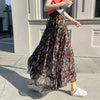 Floral Print Pleated Midi Chiffon Skirt Women High Waist Skirts Summer 2023 Elegant Female Bottom Jupe Femme Korean J484