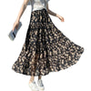 Floral Print Pleated Midi Chiffon Skirt Women High Waist Skirts Summer 2023 Elegant Female Bottom Jupe Femme Korean J484