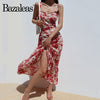 Floral Print Ruffles Chiffon Vestidos Palace Adjust Spaghetti Straps Tank Women Dress