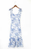 Floral Print Ruffles Chiffon Vestidos Palace Adjust Spaghetti Straps Tank Women Dress