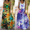 Floral Print Sleeveless Maxi Dress for Women Loose Beach Dress Sexy Sleeveless Dress Large Hem A-Line Dress vestidos de fiesta