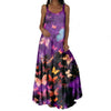 Floral Print Sleeveless Maxi Dress for Women Loose Beach Dress Sexy Sleeveless Dress Large Hem A-Line Dress vestidos de fiesta
