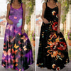 Floral Print Sleeveless Maxi Dress for Women Loose Beach Dress Sexy Sleeveless Dress Large Hem A-Line Dress vestidos de fiesta