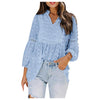 Floral Print Summer Women's Blouse Casual Chiffon Lace Long Sleeve Lantern Sleeve V Neck Sexy See Through Top Blusas