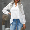 Floral Print Summer Women's Blouse Casual Chiffon Lace Long Sleeve Lantern Sleeve V Neck Sexy See Through Top Blusas