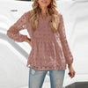 Floral Print Summer Women's Blouse Casual Chiffon Lace Long Sleeve Lantern Sleeve V Neck Sexy See Through Top Blusas