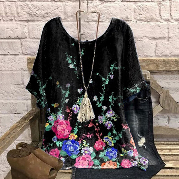 Floral Print T Shirt Women Summer Casual Loose Tops Women O Neck Short Sleeve Female Tee Shirts Lady Summer T Shirt Blusas