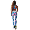Floral Print Women Fitness Set Female Yuga Suit Tracksuit Workout Sexy Bar and High Waist Slim Push UP Leggings Sporting Clothes
