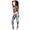 Floral Print Women Fitness Set Female Yuga Suit Tracksuit Workout Sexy Bar and High Waist Slim Push UP Leggings Sporting Clothes