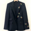 Floral Rhinestones Blazer Women's Black Cardigan Single Button Long Sleeve Office Lady Suit Coat 2023 Autumn Winter