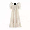 Floral Sweet Lace Dress Short Sleeve Chiffon Elegant Dress Korean Style Square Collar Party Dress for Female Dot Summer 2022