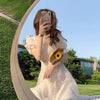 Floral Sweet Lace Dress Short Sleeve Chiffon Elegant Dress Korean Style Square Collar Party Dress for Female Dot Summer 2022
