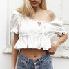 Flounce White Chiffon Blouse Women Ruffles Crop Top Casual IG Sexy Transparent Boho Resort Wear Beach Bohemia Tie Cropped Shirt