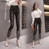 Flower Embroidery Beading Skinny Pencil Pants Women 2022 Spring Summer Denim Jeans Lady Elastic Waist Korean Long Pants