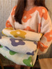 Flower Knitted Sweater Women Green Oversized Pullovers Sweater Winter Clothes Loose Long Sweaters Streetwear Sueter Mujer