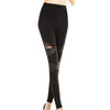Flower Lace Pu Leather Hollow Out Patchwork Leggings Women Black Spring Fashion Mesh Skinny Legging Pants Female Casual Leggins