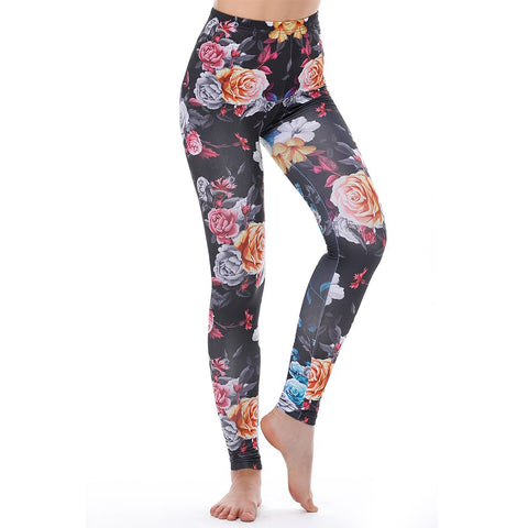 Flower Sexy Black Leggings For Women Fitness Legging Lycra Legins Women Jeggings flower Leggings Elastic Slim Printed Pants 3D