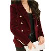 Autumn Velet Blazer Feminino Jacket Women Full Sleeve Female Gold Button Chaqueta Mujer Ladies Blazers Outwear